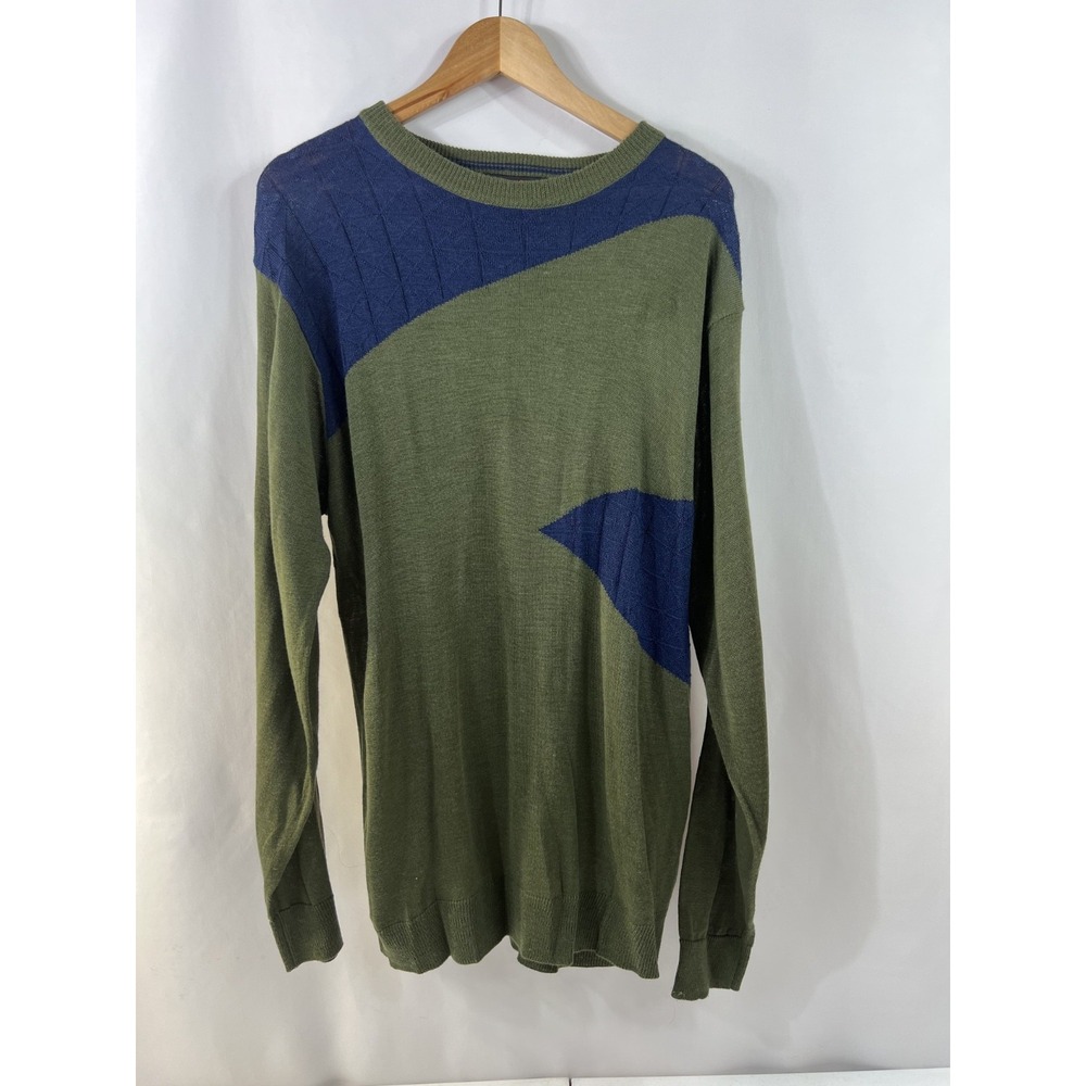 NWOT LINEA UOMO Green &‎ Blue Lightweight Wool Blend Sweater Size XL